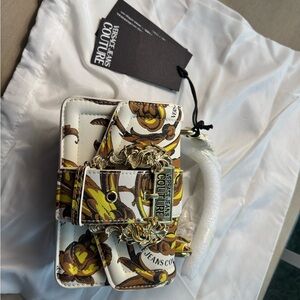 Versace Jeans Collection Mini Bag in White and Gold